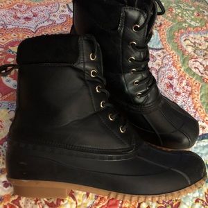 Rain boot, black, fur lined